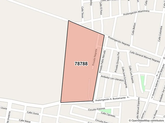 Mapa del código postal 78788, Matehuala, San Luis Potosí