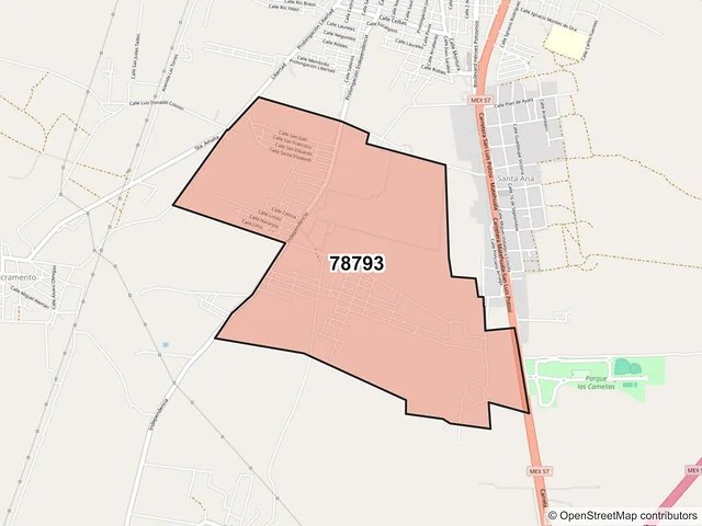 Mapa del código postal 78793, Matehuala, San Luis Potosí