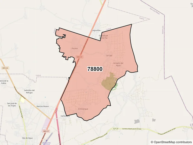 Mapa del código postal 78800, Matehuala, San Luis Potosí