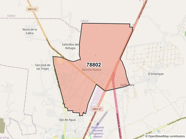 Mapa del código postal 78802, Matehuala, San Luis Potosí