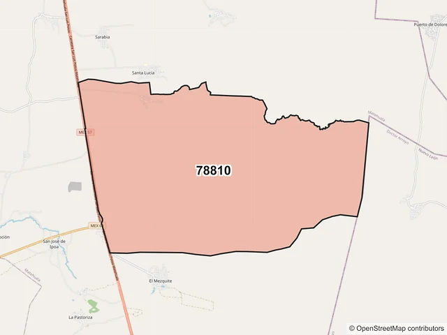 Mapa del código postal 78810, Matehuala, San Luis Potosí
