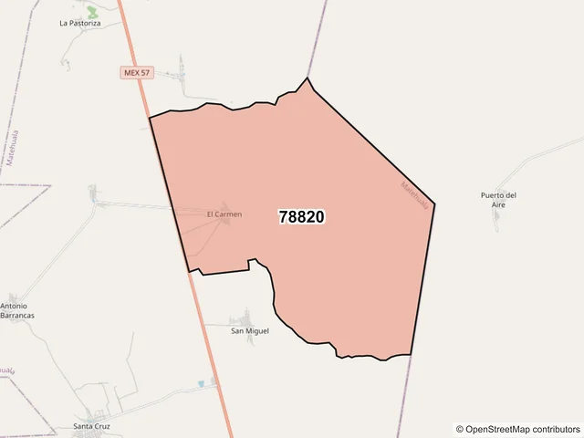 Mapa del código postal 78820, Matehuala, San Luis Potosí