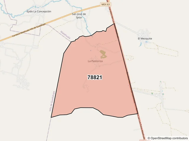 Mapa del código postal 78821, Matehuala, San Luis Potosí
