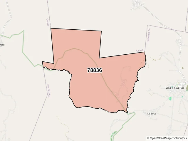 Mapa del código postal 78836, Villa de la Paz, San Luis Potosí