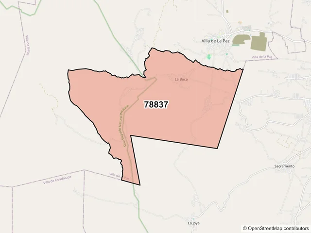 Mapa del código postal 78837, Villa de la Paz, San Luis Potosí