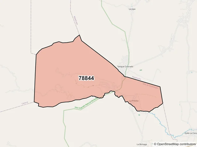 Mapa del código postal 78844, Villa de Guadalupe, San Luis Potosí