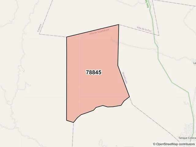 Mapa del código postal 78845, Villa de Guadalupe, San Luis Potosí