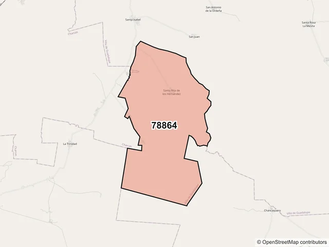Mapa del código postal 78864, Villa de Guadalupe, San Luis Potosí