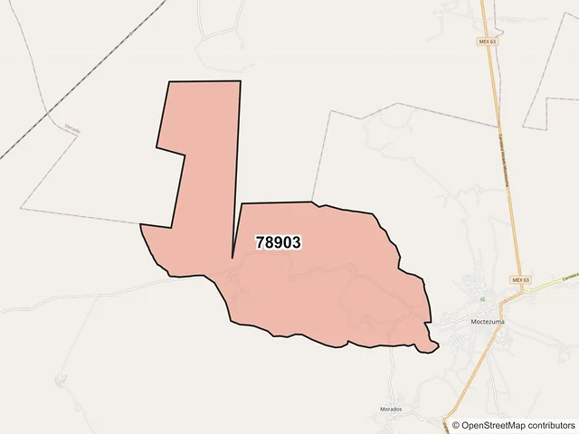 Mapa del código postal 78903, Moctezuma, San Luis Potosí