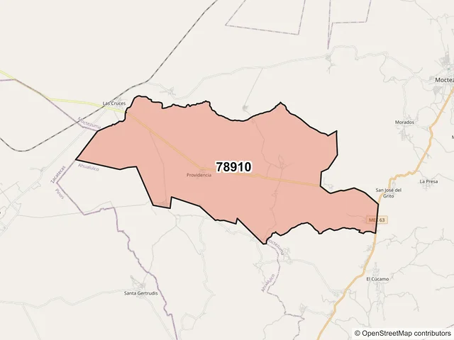 Mapa del código postal 78910, Moctezuma, San Luis Potosí