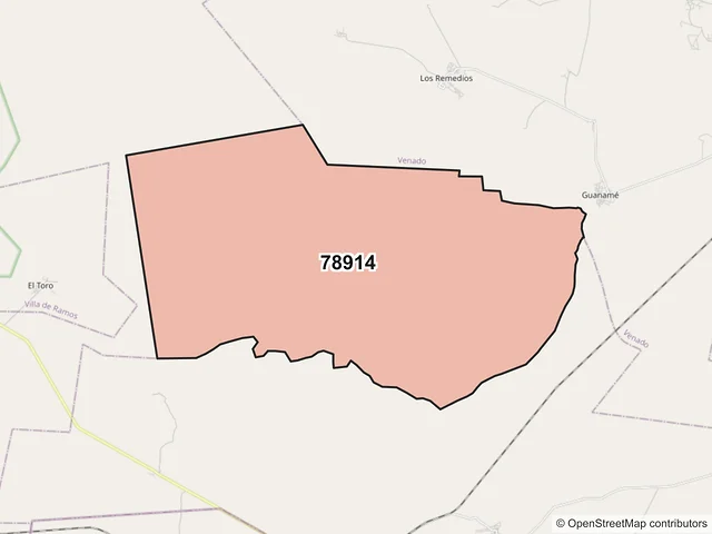 Mapa del código postal 78914, Moctezuma, San Luis Potosí