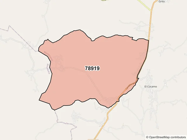 Mapa del código postal 78919, Moctezuma, San Luis Potosí