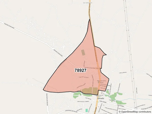 Mapa del código postal 78927, Venado, San Luis Potosí