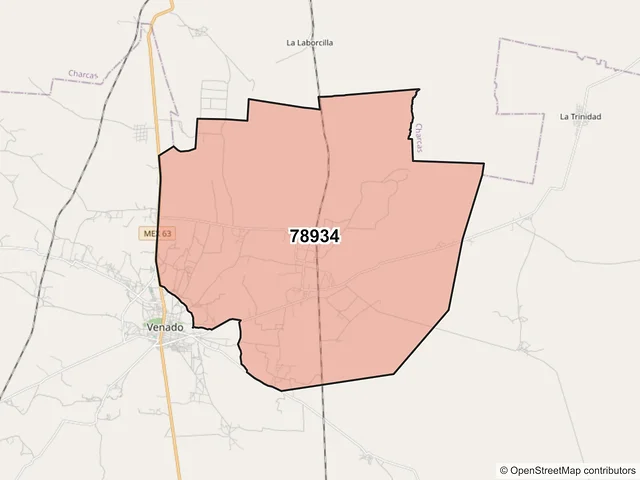 Mapa del código postal 78934, Venado, San Luis Potosí