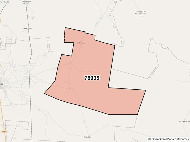 Mapa del código postal 78935, Venado, San Luis Potosí