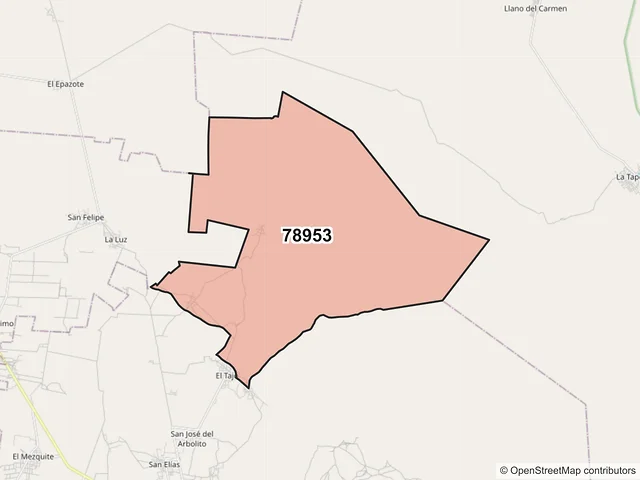 Mapa del código postal 78953, Villa de Arista, San Luis Potosí