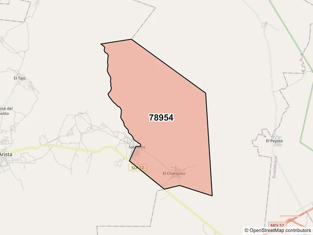 Mapa del código postal 78954, Villa de Arista, San Luis Potosí