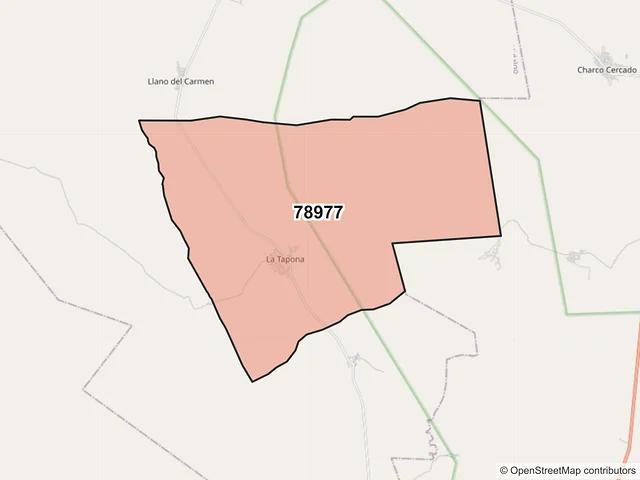 Mapa del código postal 78977, Villa Hidalgo, San Luis Potosí