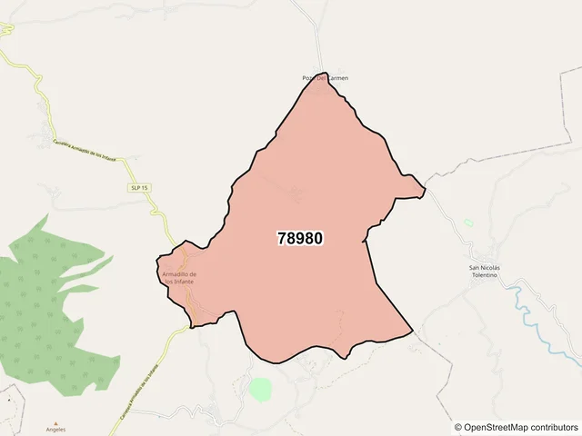 Mapa del código postal 78980, Armadillo de los Infante, San Luis Potosí