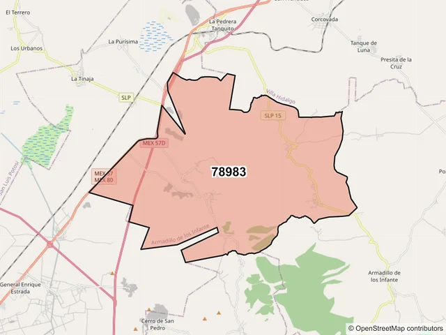 Mapa del código postal 78983, Armadillo de los Infante, San Luis Potosí