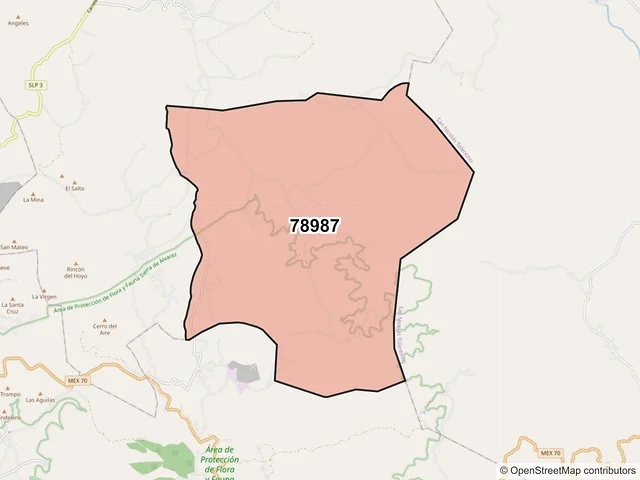 Mapa del código postal 78987, Armadillo de los Infante, San Luis Potosí