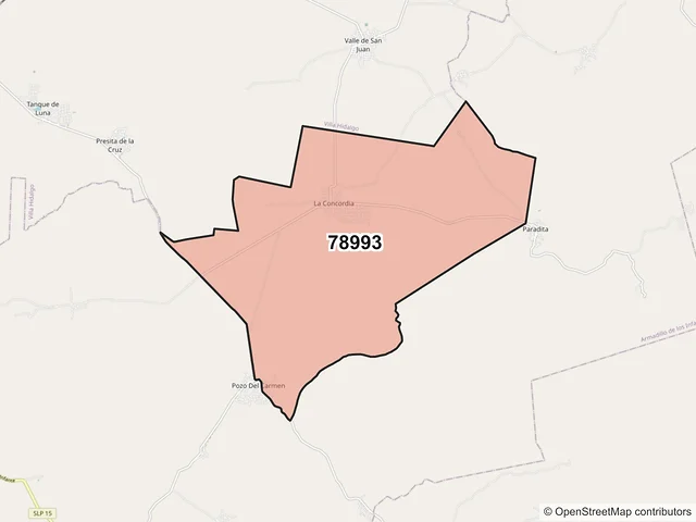 Mapa del código postal 78993, Armadillo de los Infante, San Luis Potosí