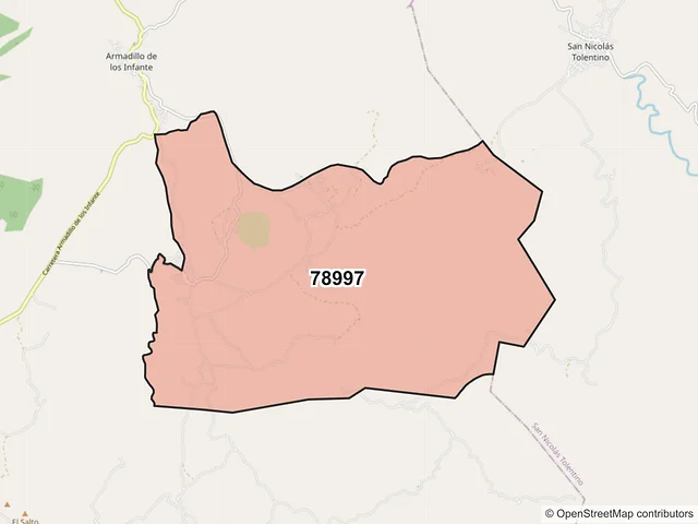 Mapa del código postal 78997, Armadillo de los Infante, San Luis Potosí