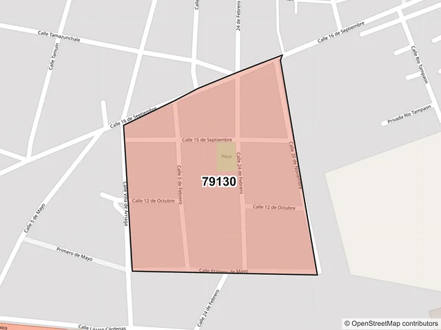 Mapa del código postal 79130, Ebano, San Luis Potosí