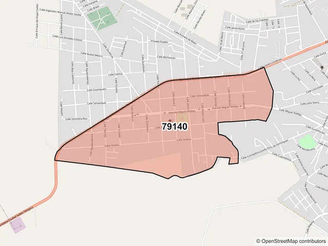 Mapa del código postal 79140, Ebano, San Luis Potosí