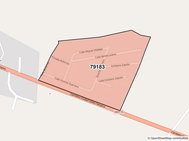 Mapa del código postal 79183, Ebano, San Luis Potosí