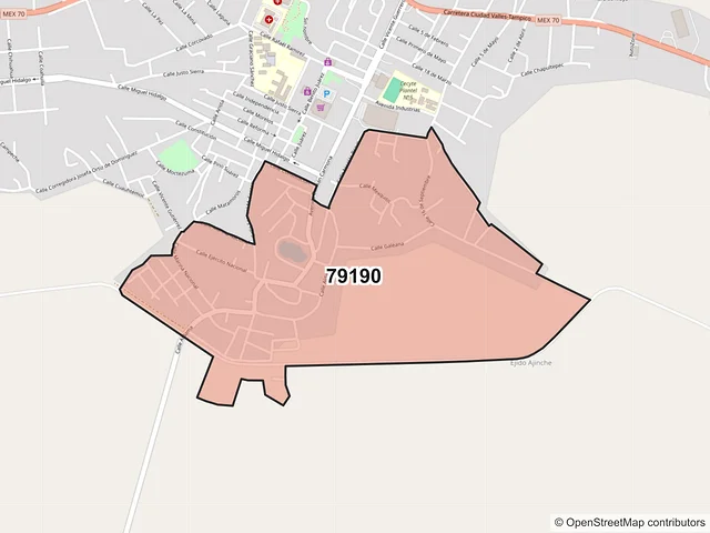 Mapa del código postal 79190, Ebano, San Luis Potosí
