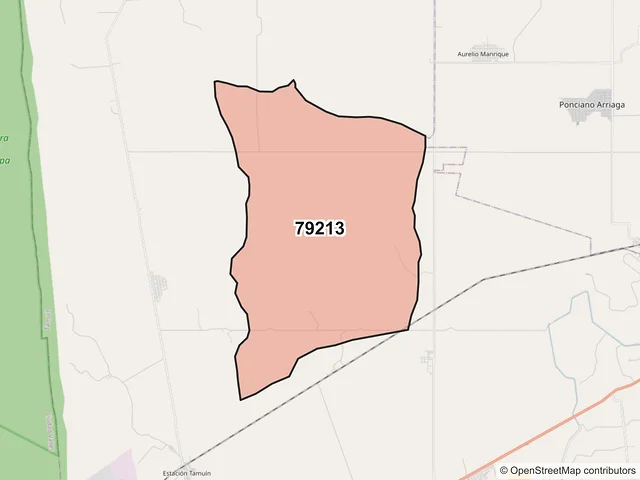 Mapa del código postal 79213, Tamuín, San Luis Potosí