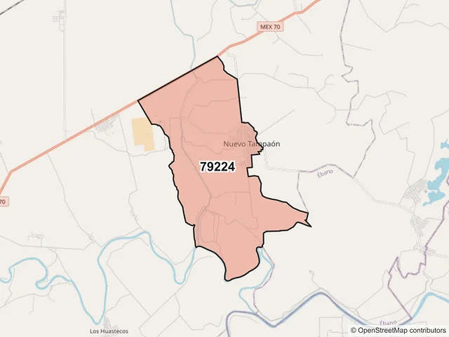 Mapa del código postal 79224, Tamuín, San Luis Potosí
