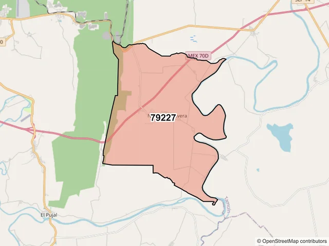 Mapa del código postal 79227, Tamuín, San Luis Potosí