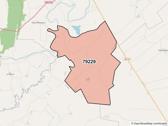 Mapa del código postal 79229, Tamuín, San Luis Potosí
