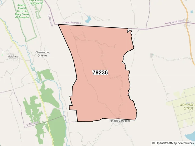 Mapa del código postal 79236, Ciudad Valles, San Luis Potosí