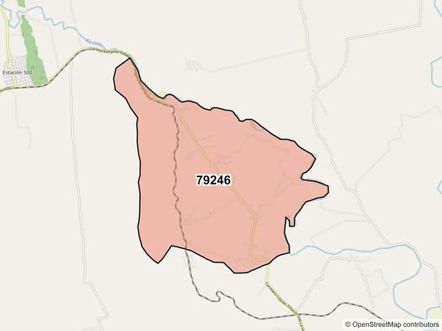 Mapa del código postal 79246, Ciudad Valles, San Luis Potosí