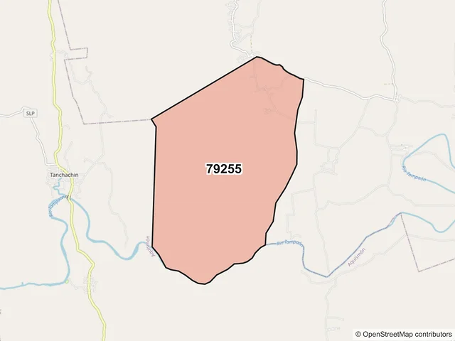 Mapa del código postal 79255, Ciudad Valles, San Luis Potosí