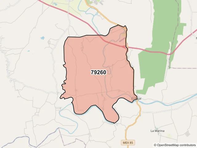 Mapa del código postal 79260, Ciudad Valles, San Luis Potosí