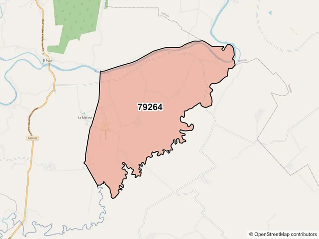Mapa del código postal 79264, Ciudad Valles, San Luis Potosí