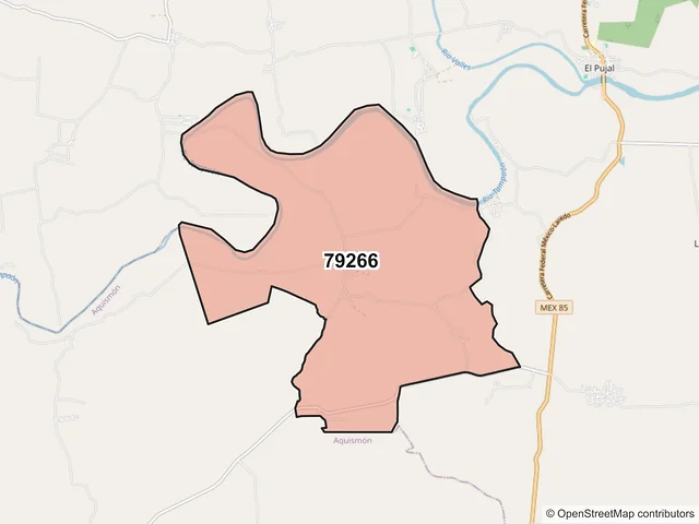 Mapa del código postal 79266, Ciudad Valles, San Luis Potosí