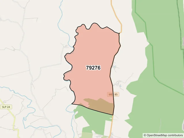 Mapa del código postal 79276, Ciudad Valles, San Luis Potosí