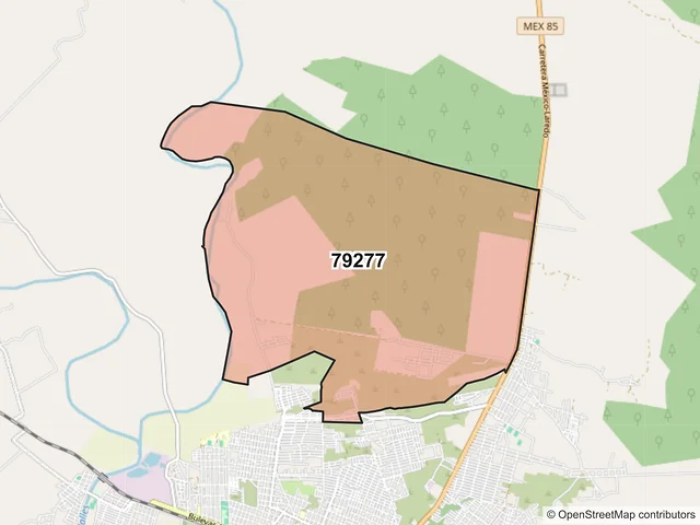 Mapa del código postal 79277, Ciudad Valles, San Luis Potosí