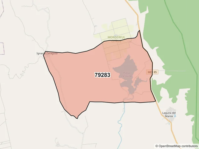 Mapa del código postal 79283, Ciudad Valles, San Luis Potosí