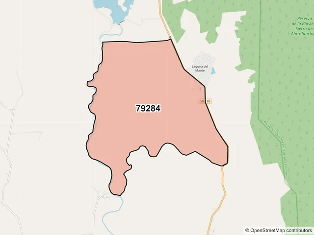 Mapa del código postal 79284, Ciudad Valles, San Luis Potosí
