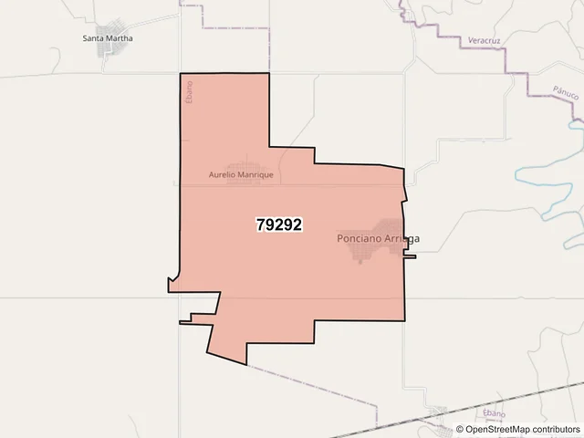 Mapa del código postal 79292, Ebano, San Luis Potosí
