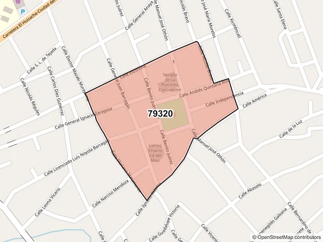 Mapa del código postal 79320, Ciudad del Maíz, San Luis Potosí