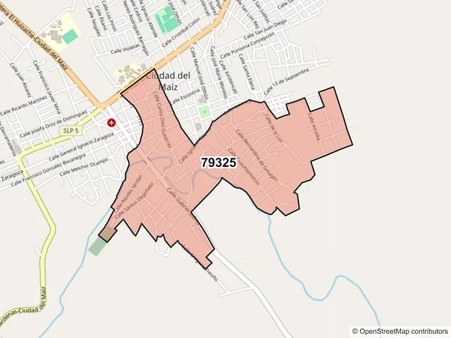 Mapa del código postal 79325, Ciudad del Maíz, San Luis Potosí