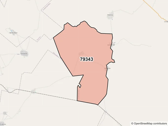 Mapa del código postal 79343, Ciudad del Maíz, San Luis Potosí
