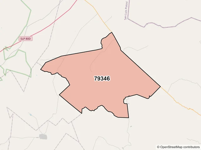 Mapa del código postal 79346, Ciudad del Maíz, San Luis Potosí